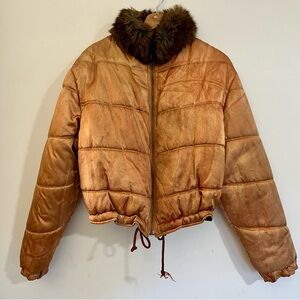 Vintage Armani Jeans Puffer Jacket with Faux Fur Collar